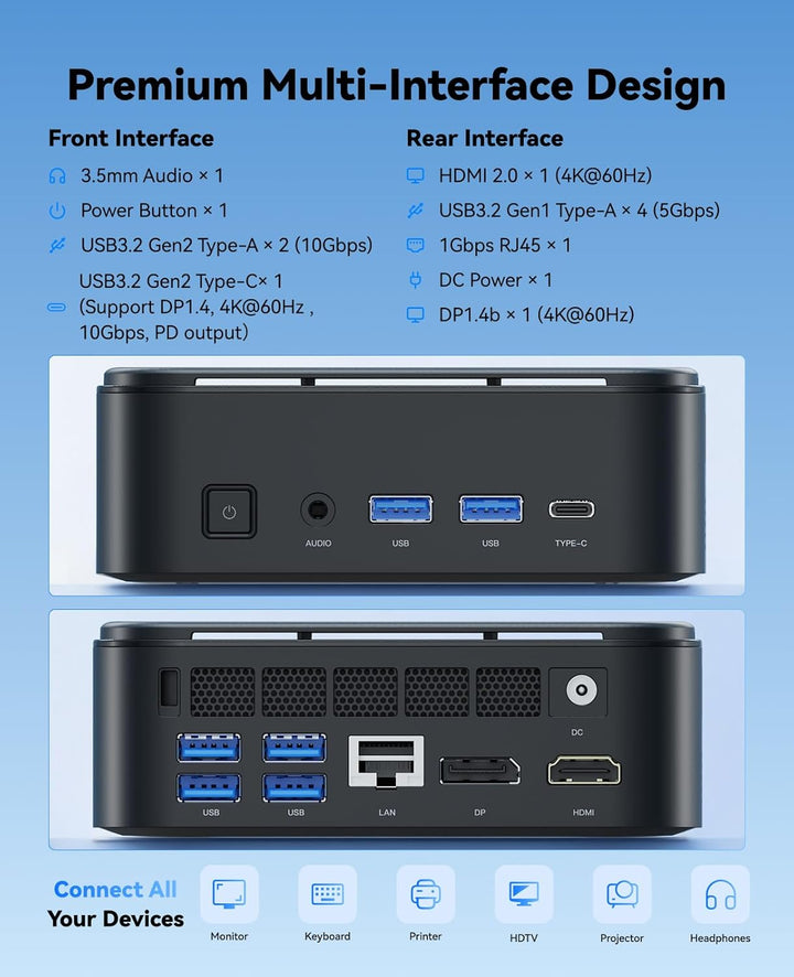 NiPoGi E3B Mini PC W-11 PRO AMD Ryzen Embedded V2748 (8C/16T,MAX 4,3 GHz,Besser als 5825U/7730U) 16G