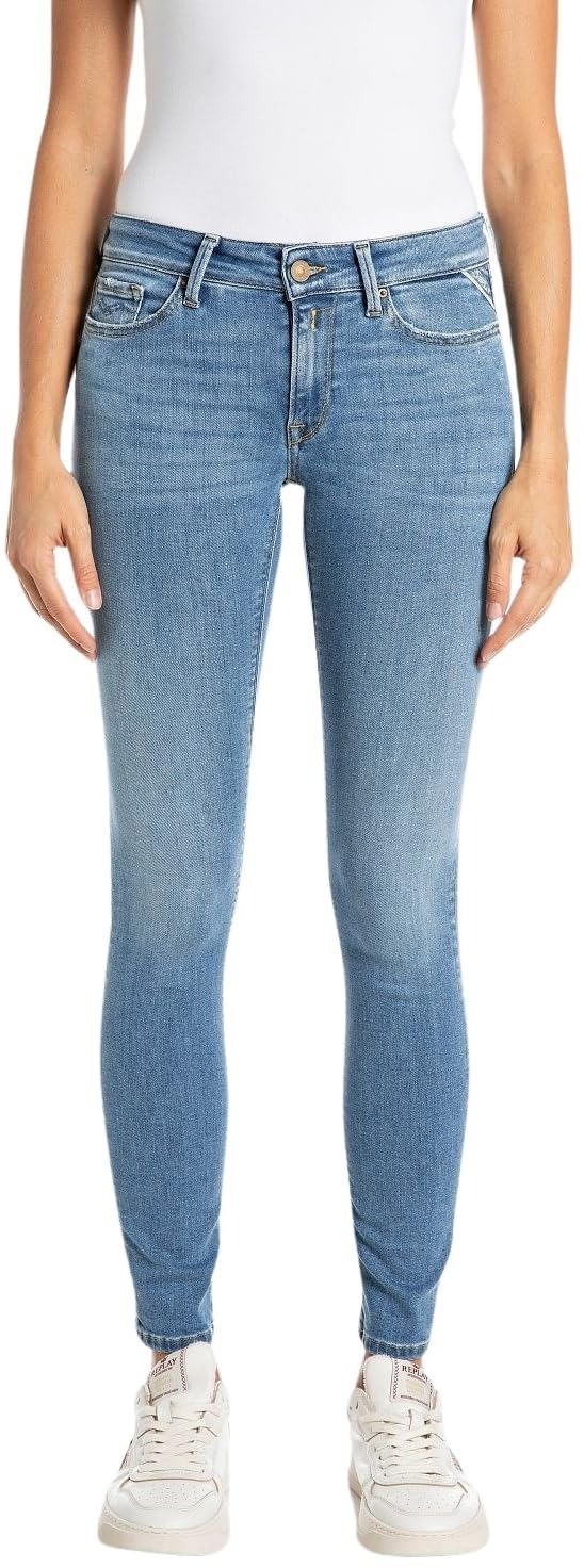 Replay Damen Jeans New Luz Skinny-Fit 28W / 30L Medium Blue 009-6, 28W / 30L Medium Blue 009-6