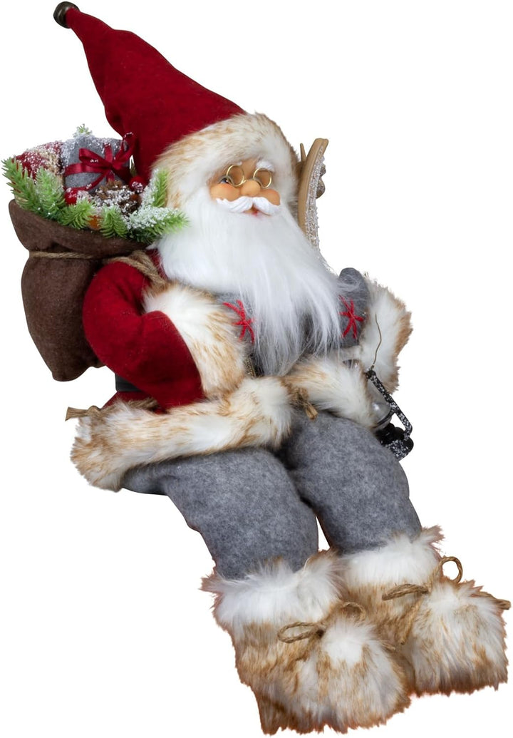 Christmas Paradise Sitzender Weihnachtsmann 45cm Deko-Figur Kantenhocker Santa Nikolaus (Alvar), Alv