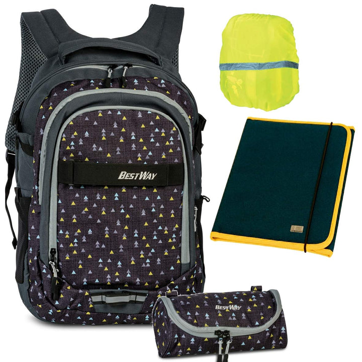 BESTWAY Evolution Air - 40177-1737 - Schulrucksack-Set Girls 4tlg. - Rucksack, STIFTEETUI und REGENS
