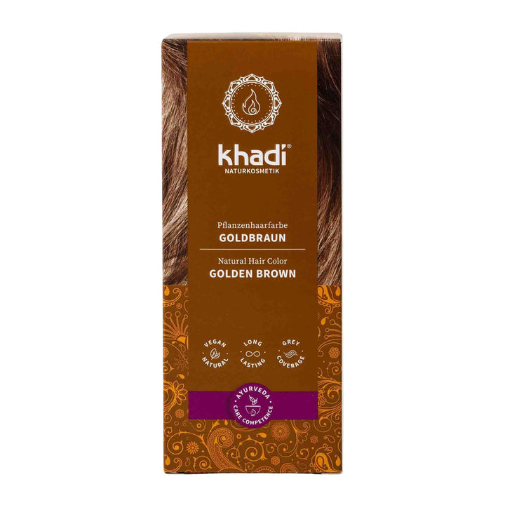 khadi GOLDBRAUN Pflanzenhaarfarbe, Haarfarbe für schillerndes Bernstein bis zu samtig glänzendem Gol