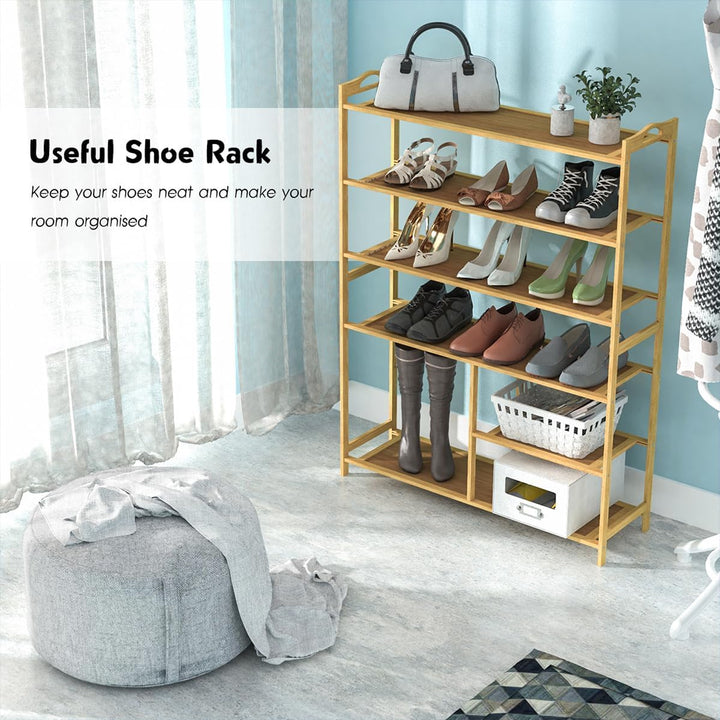 Schuhregal aus Holz, 6 Ebenen, 79 x 102 x 24 cm, 6