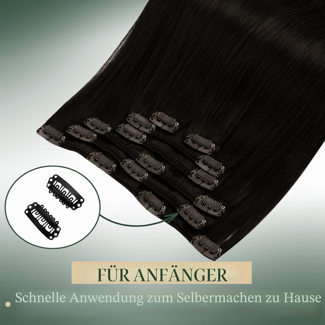 Ugeat Echthaar Extensions Clip Braun 35cm Extensions Echthaar Clip in Echthaar 120 Gramm Clip in Ext