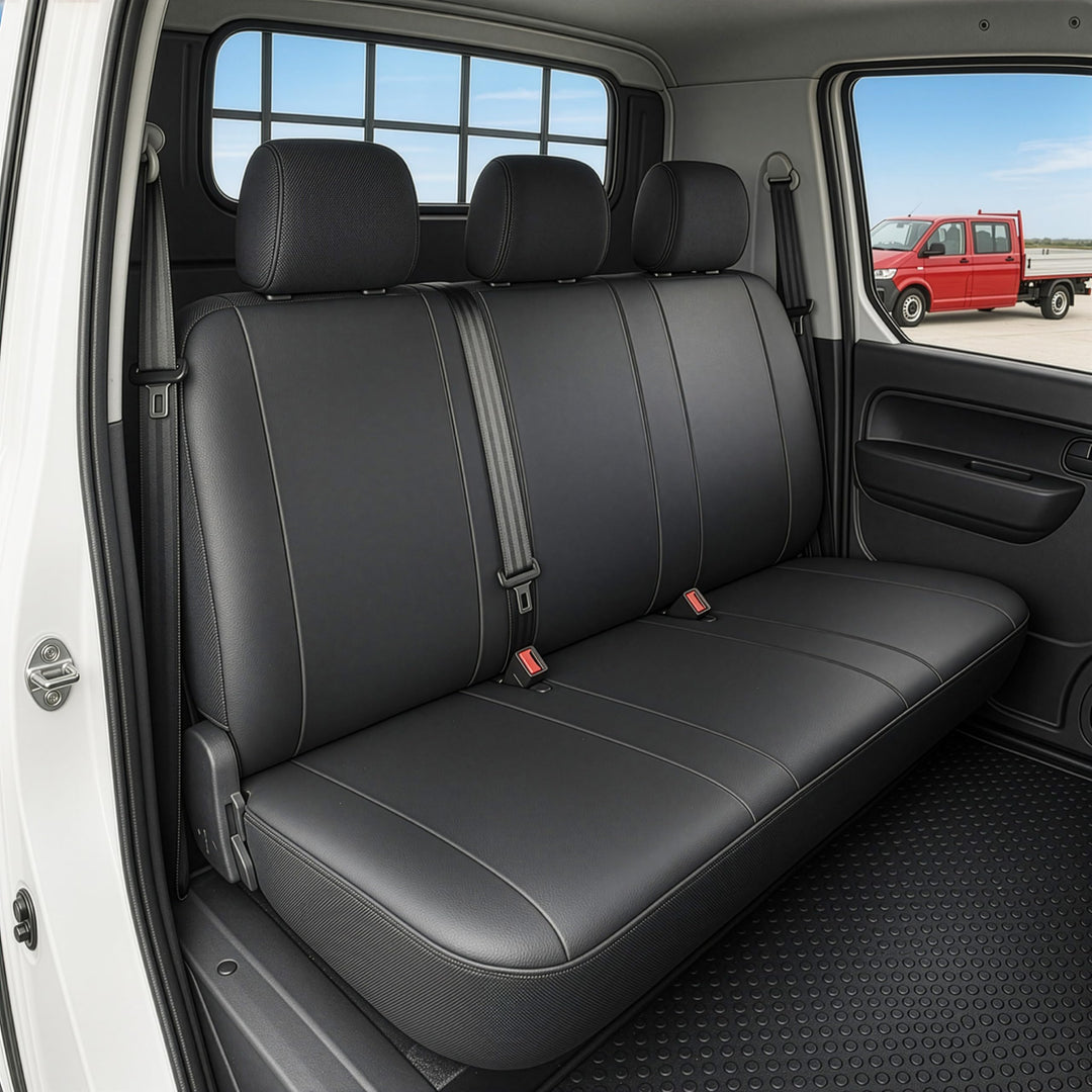 Walser Transporter Sitzbezüge Auto kompatibel mit VW T6, 3er Bankbezug Pritsche, Auto Sitzbezüge aus