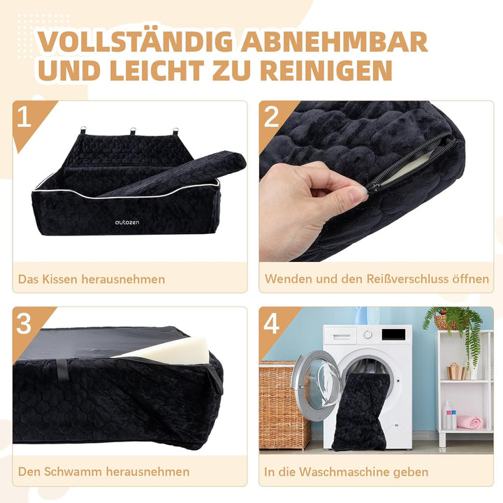 Hunde Autositz für mittlerer grosse Hunde, Abnehmbarer Hundesitz Auto bis zu 54kg mit 2 Sicherheitsl