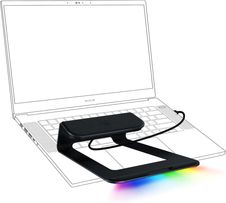 Razer Laptop Stand Chroma V2 - Ergonomischer Laptop-Ständer inklusive 4-fach-USB-C-Hub (3-Port USB 3