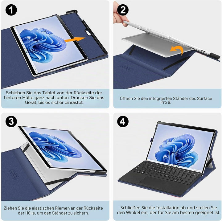 Fintie Hülle für Microsoft Surface Pro 9 13 Zoll (2022) - Multi-Sichtwinkel Hochwertigem Kunstleder