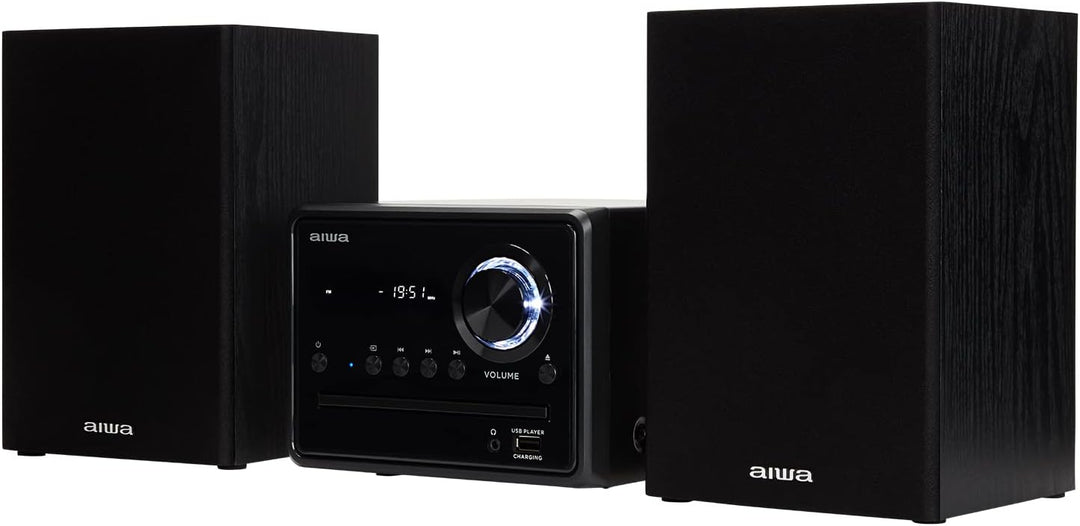 Aiwa MSBTU-300 Micro-HiFi-System mit Bluetooth, CD, USB, FM-Radio, Schwarz