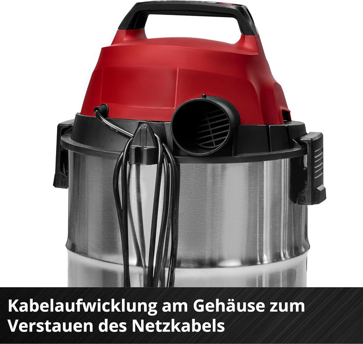Einhell Nass-Trockensauger TC-VC 3055 S (950 W, 190 mbar Saugleistung, 30 L Edelstahlbehälter, Rolle