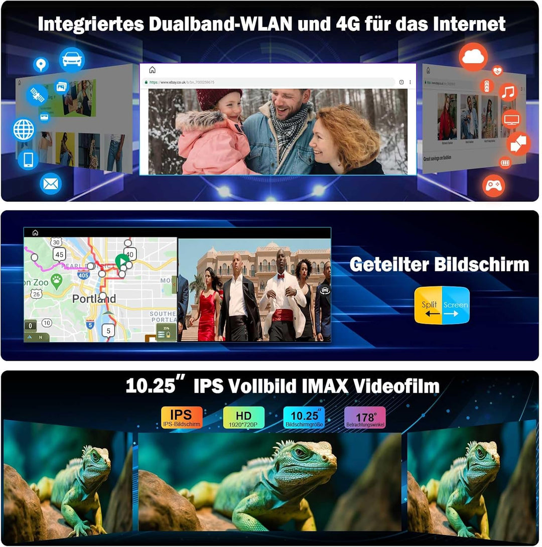 Erisin 10.25 Zoll 8-Kern 4GB+64GB Android 14 Autoradio mit GPS Navigation für BMW 1er F20 F21 2er F2