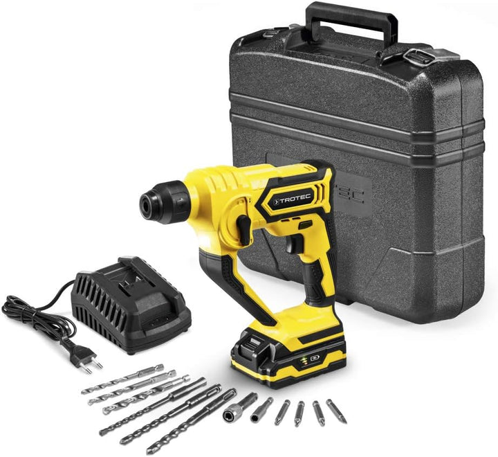 TROTEC Bohrhammer PRDS 10‑20V – Schlagstärke 1 J, pneumatisches Hammerwerk, 20 V Akku, 1 Stunde Lade