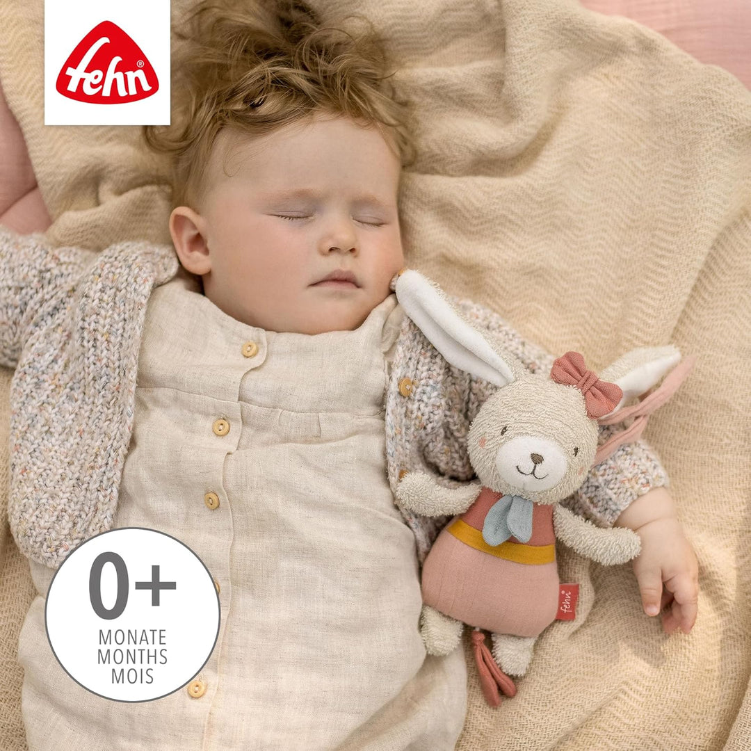 Fehn Mini-Spieluhr Hase fehnNATUR - Kuscheltier & Einschlafhilfe aus Baumwolle aus biologischem Anba