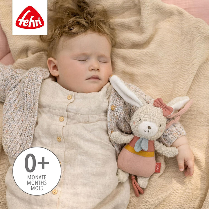 Fehn Mini-Spieluhr Hase fehnNATUR - Kuscheltier & Einschlafhilfe aus Baumwolle aus biologischem Anba