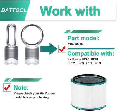 HEPA Ersatzfilter für Dyson Luftreiniger, Wechselfilter Kompatibel mit Dyson HP02 HP01 HP00 Pure Hot