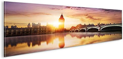 islandburner Bild Bilder auf Leinwand London V5 Big Ben Tower Bridge Panorama XXL Poster Leinwandbil