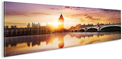 islandburner Bild Bilder auf Leinwand London V5 Big Ben Tower Bridge Panorama XXL Poster Leinwandbil