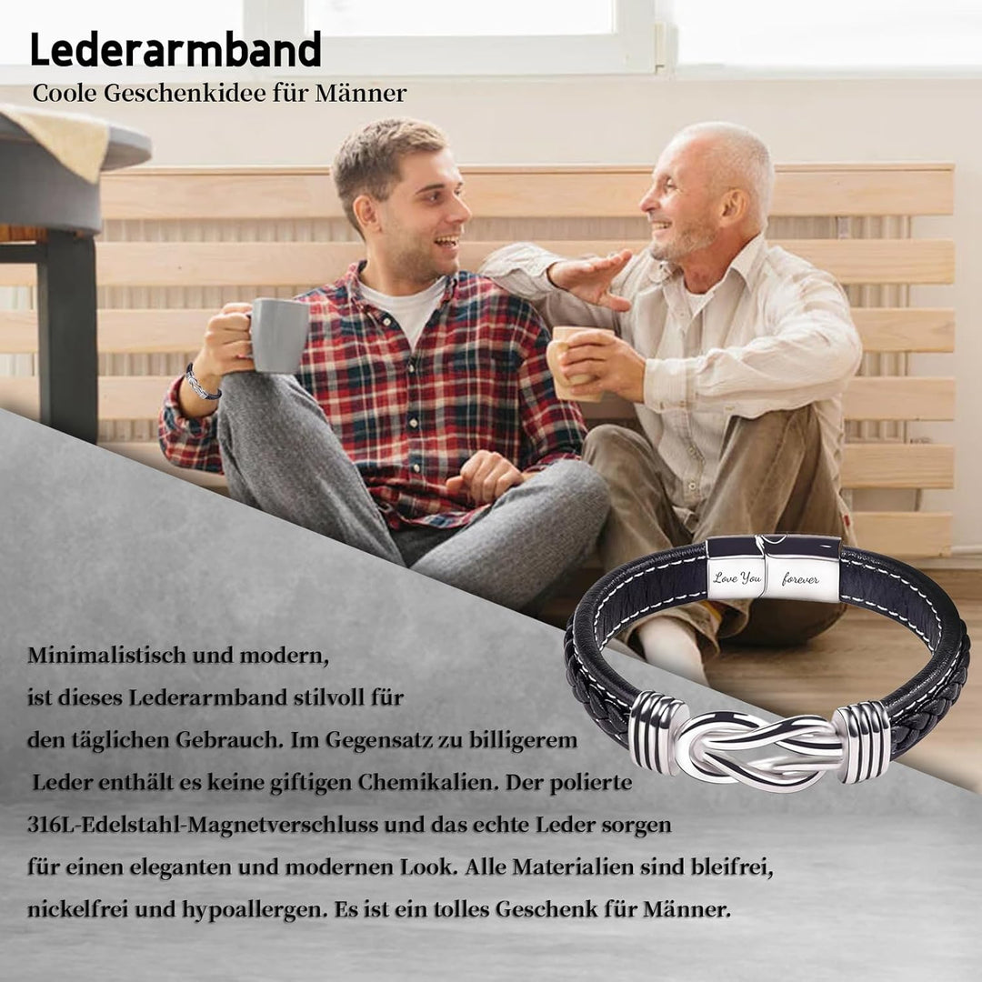 CheersLife Armband Herren Lederarmband Sohn Geschenk von Mama Papa Armband für Meinen Sohn Geburtsta