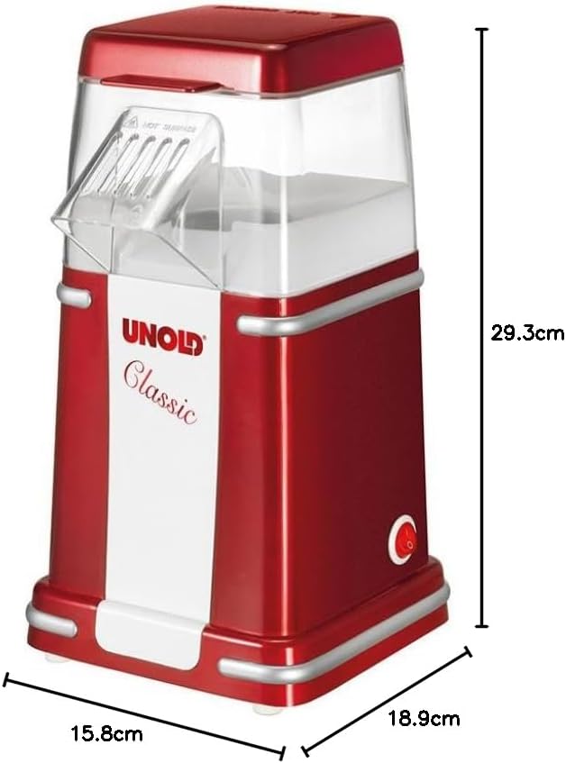 Unold 48525 Classic Popcorn-Maker Rot, Weiss, 900 W, 220 V, (B x H) 215 mm x 258 mm A (B x H) 215 mm