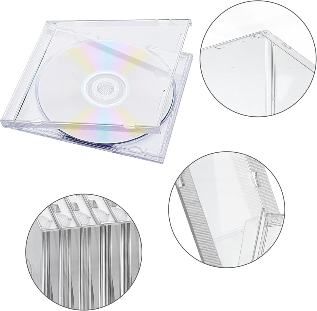 12 Stück CD/DVD Hüllen,Leerhüllen zum Abheften für 1 CD Kunststoff transparent Jewel Case Leerbox zu
