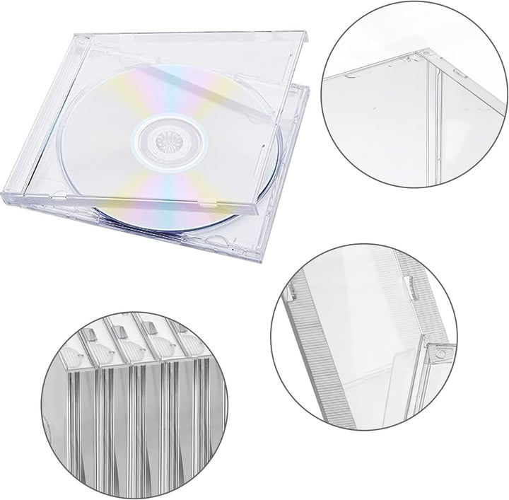 12 Stück CD/DVD Hüllen,Leerhüllen zum Abheften für 1 CD Kunststoff transparent Jewel Case Leerbox zu