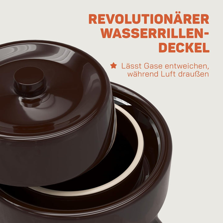 Kenley Gärtopf Jar 2 Liter – Topf aus Steingut mit für gegärt oder Gurken Kimchi, Sauerkraut, Gurken