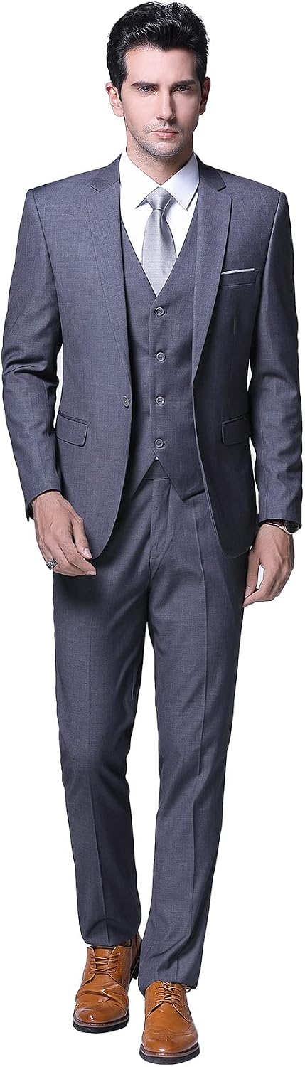 Cloudstyle Anzug Herren Slim Fit 3 Teilig Krawatte Anzüge Business Herrenanzug Sakko für Hochzeit L