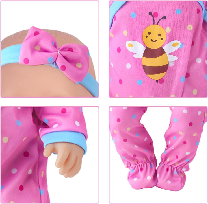 4 Sets Kleidung und Zubehör für Puppen 35-45 cm und 14-18 Zoll - Enthält Overall, Oberteil, Hose, Hu