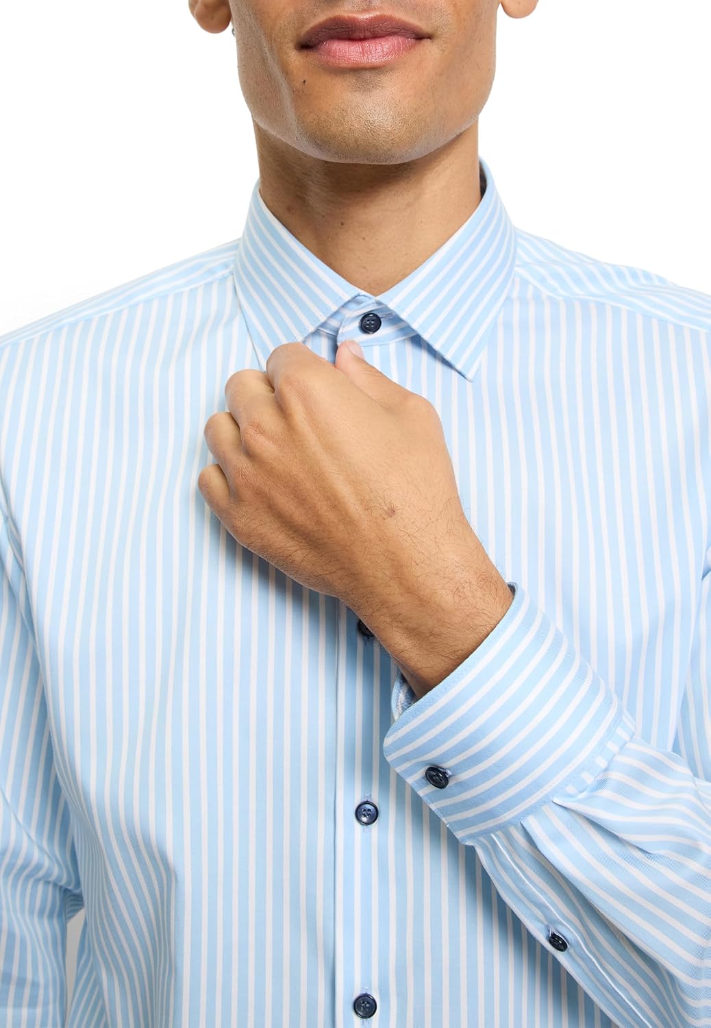 OLYMP Herren Businesshemd Schlank Gestreift 200984 40 Bleu 11, 40 Bleu 11