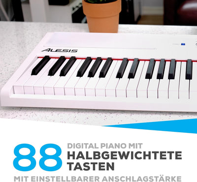Alesis Recital White - 88-Tasten Einsteiger Digital Piano / E Keyboard mit halbgewichteten Tasten,ei