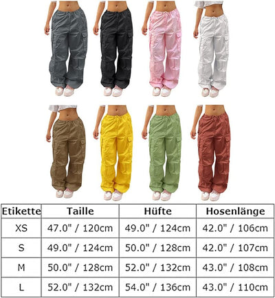FYMNSI Damen Cargo Hose Cargohose Baggy Hose y2k Track Pants Niedrige Taille Locker Lange Hosen Stre