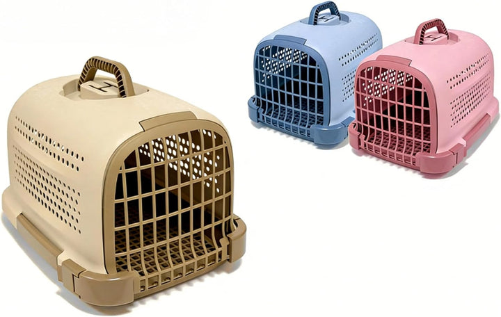 Transportbox für Haustiere für Katzen und kleine Hunde 49 * 28 * 33CM | belüfteter Reisekäfig mit Ha