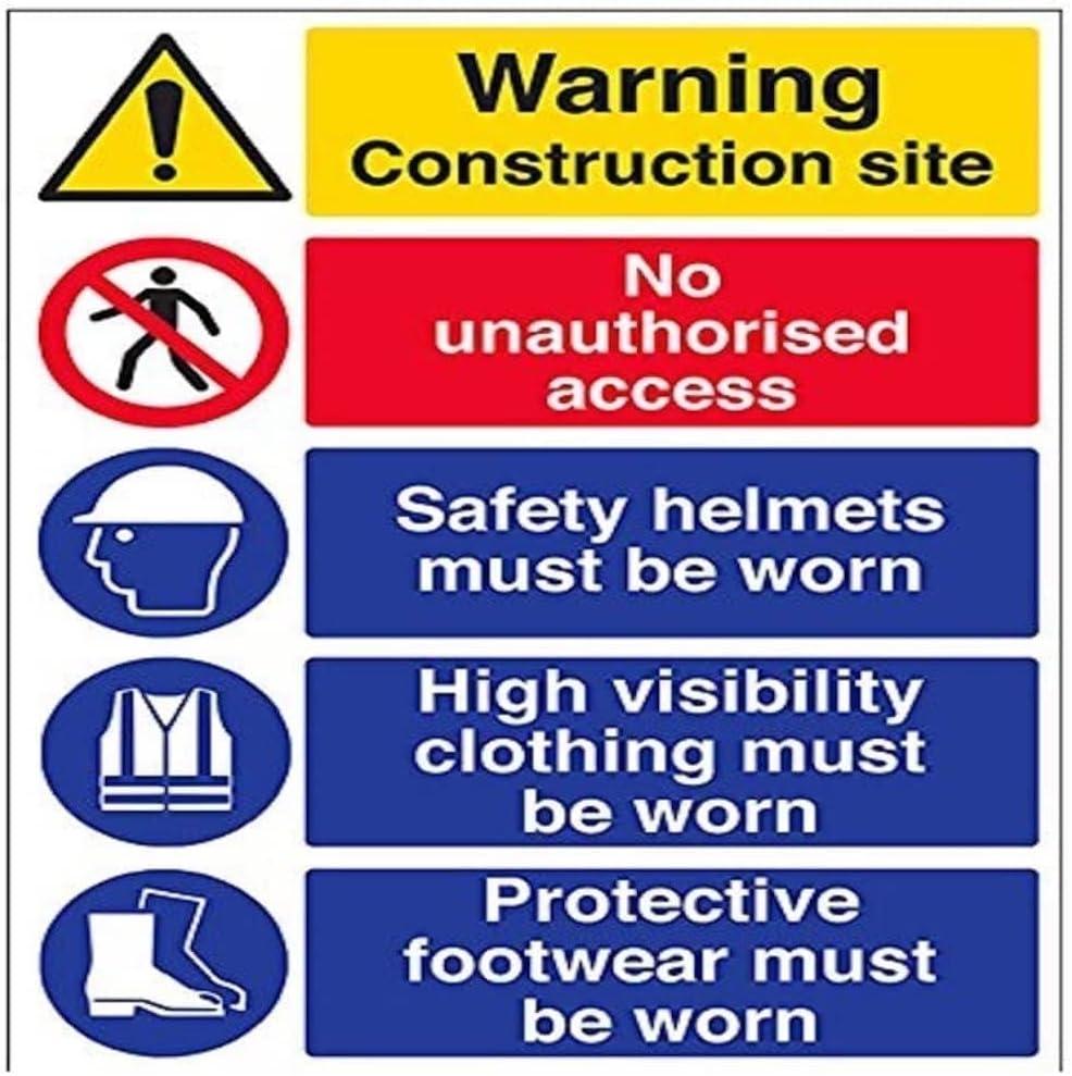 VSafety Warnschild mit Aufschrift "Multi Hazard Site Safety/High Visibility Clothing", 450 mm x 600