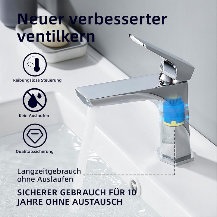 BELZ Wasserhahn Bad, Einhandmischer Waschtischarmatur, Armatur Badezimmer, Mischbatterie Waschbecken