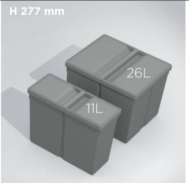 Mülltrennsystem 9 XL für 80 cm Schublade - Einbau-Mülleimer mit 3 Fächern (2x 11 L, 1x 26 L), Abfall
