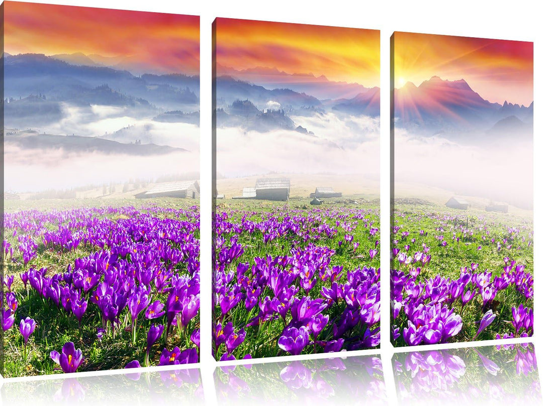 Pixxprint Sonnenaufgang im Karpaten Gebirge als Leinwandbild/Grösse: 3Teilig / Wandbild/Kunstdruck/f