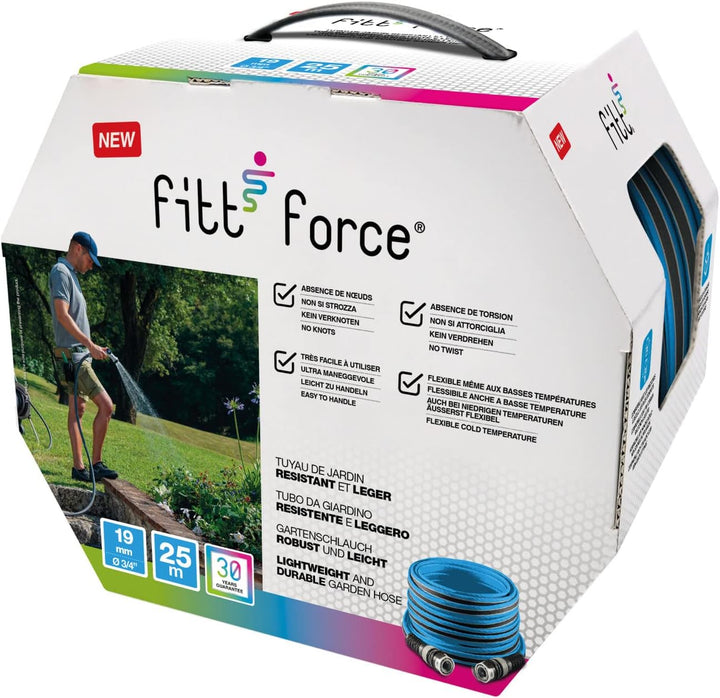 FITT Force 3/4" 25 m - Wasserschlauch für den Garten zur Bewässerung, kompakt, leicht und robust für