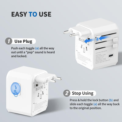 EPICKA Reiseadapter Weltweit, Universal Reisestecker Adapter 30W, Internationaler Steckdosenadapter