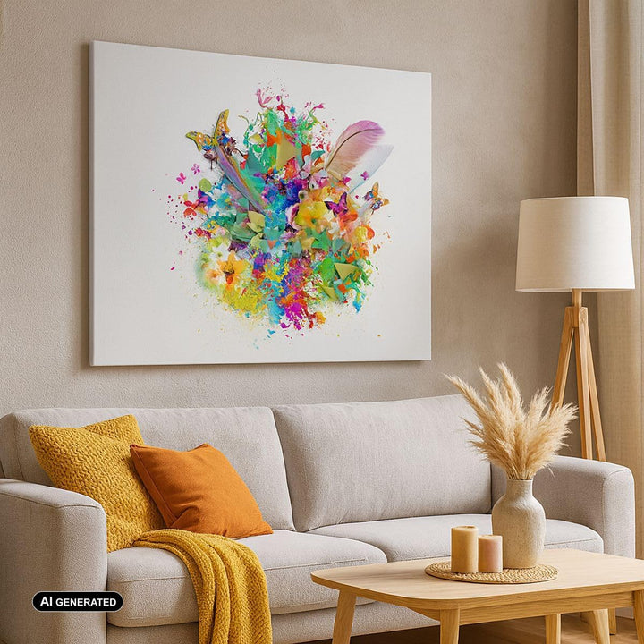 Bilder auf Leinwand Schmetterling Farbe Blume Komposition Leinwandbild 70x50cm Wandbilder Dekoration