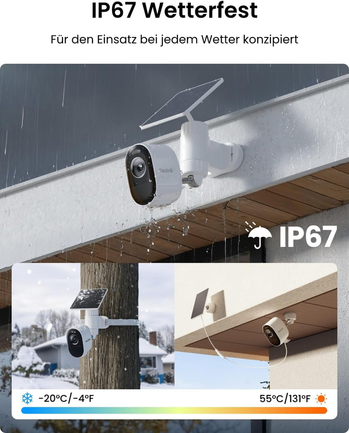 Reolink Überwachungskamera Aussen Solar Akku, 3K 5MP, WLAN Kamera Outdoor Kabellos mit 2,4/5GHz WiFi