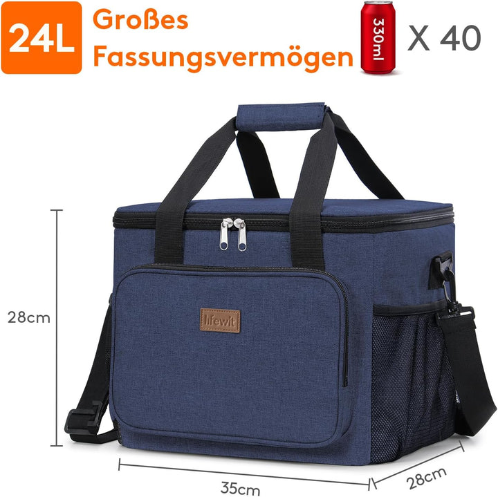 Lifewit Grosse Kühltasche 24L, Thermotasche Isoliertasche Picknicktasche für unterwegs, Lunchtasche,