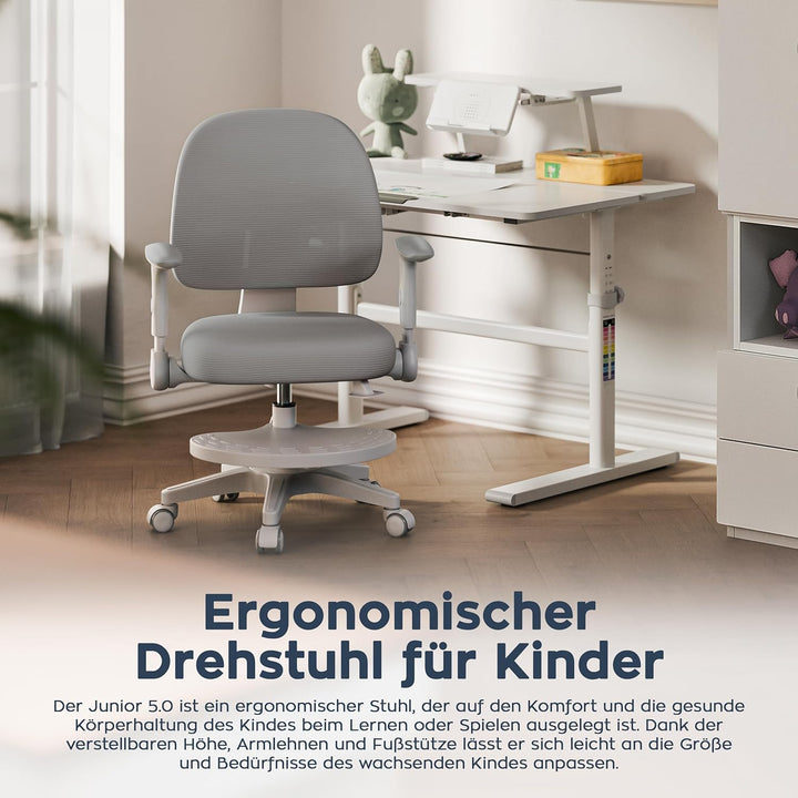 MARK ADLER Junior 5.0 Grey | Kinder Schreibtischstuhl Ergonomischer Bürostuhl Kinderdrehstuhl Jugend