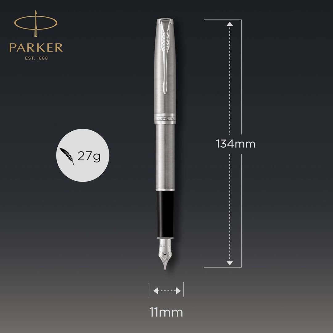 Parker Sonnet Füller | Edelstahl mit Palladiumzierteilen | Füllfederhalter mit feiner Feder | Gesche