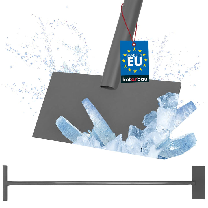 KOTARBAU® Eisschaber 90 x 200 mm Metall Eisstösser mit Stiel 120 cm Eeisscharre Grau Eishacker Eisst
