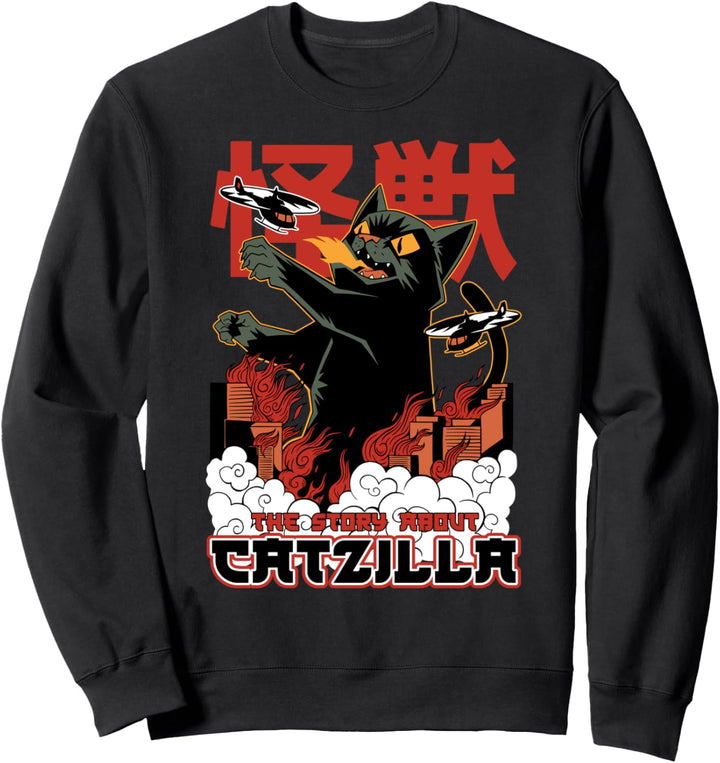 The Story About Catzilla I Japanische Katze Catzilla Sweatshirt