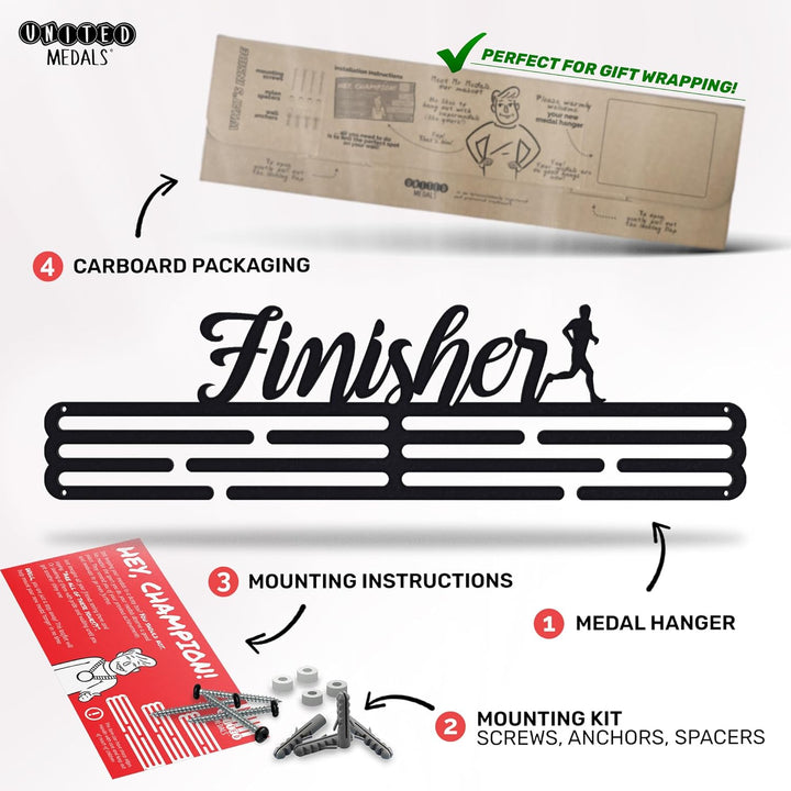 United Medals Finisher Medaillenhalter Edelstahl | Medaillen Aufhänger | Medal Hanger Holder Display