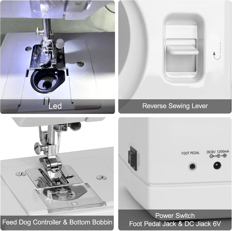 WENMILY Nähmaschine, verbesserte Multifunktions-Nähmaschine, Mini-Nähmaschine, 12 Arten von Stichnäh