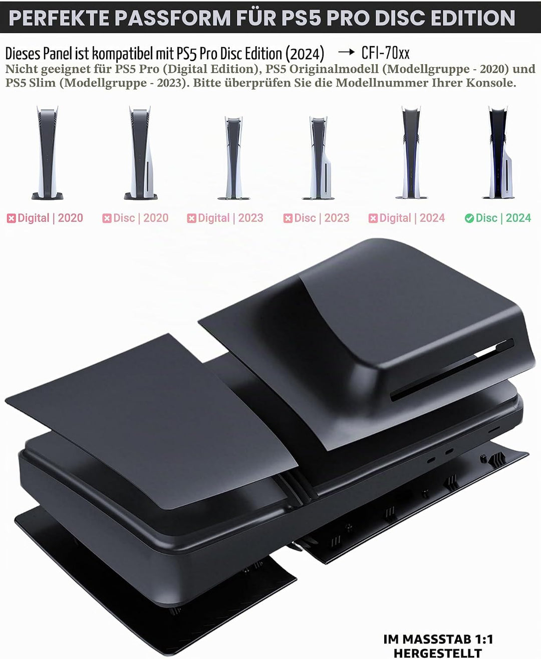 Joso Faceplate für PS5 Pro CD-ROM Version, Anti-Scratch staubdichtes Gehäuse Ersatz, Abdeckung Haut