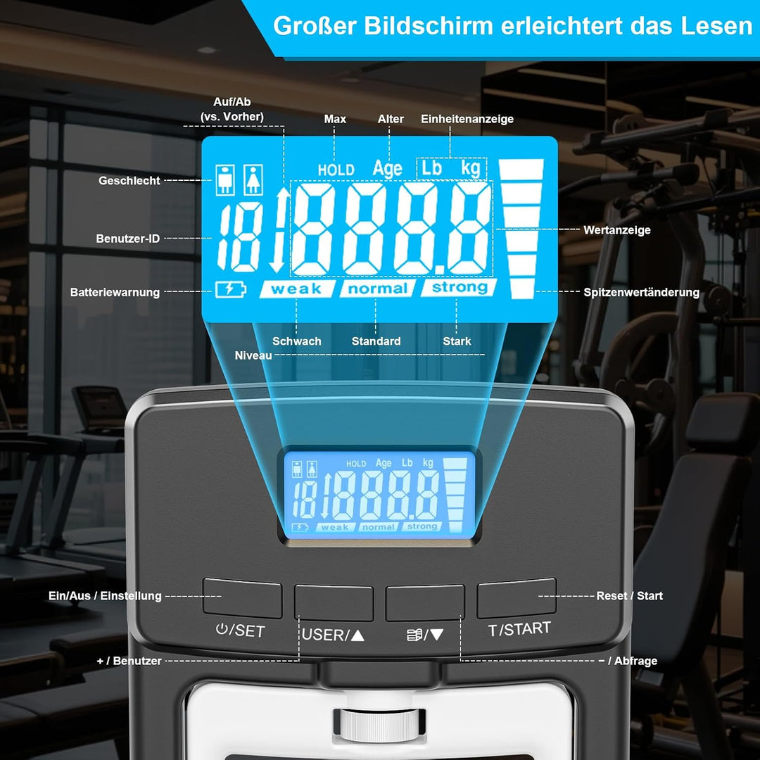 180kg Griffkraft Messgerät &amp; Handkraftmessgerät, Elektronischer Handdynamometer mit Automatischer Er