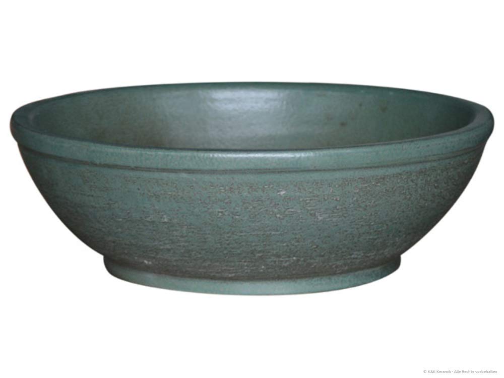 K&K Keramik Bonsaischale/Pflanzschale Flach, 38x16 cm, grün-matt, frostbeständig, Grün