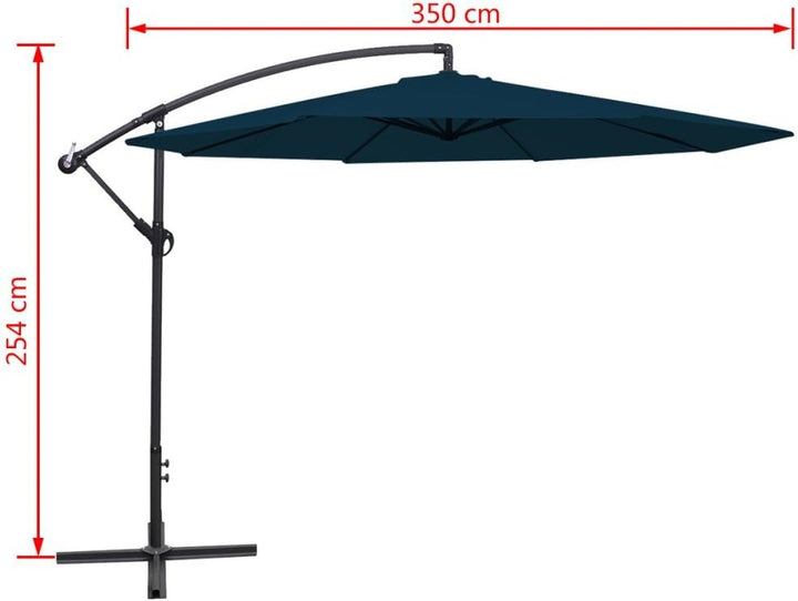 Festnight Freiarm-Sonnenschirm Gartenschirm Strandschirm 3,5 m Sonnenschutz Schirm UV-Schutz Blau